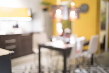 Blurred image of dining room for background usesの写真素材