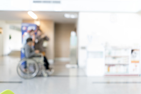 Blurred image of wheelchair in hospital for background usesの写真素材
