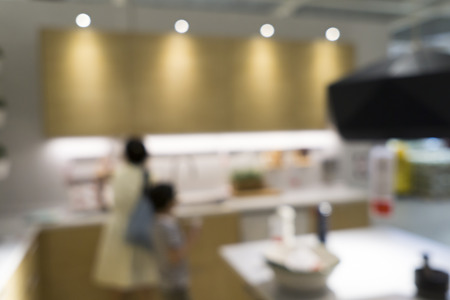 Blurred image of kitchen interior for background uses.の写真素材