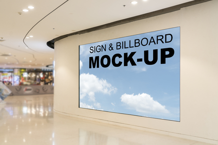 Blank billboards located in shopping mall or retail shop, useful for your advertising, with clipping path.の写真素材