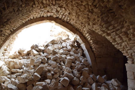 Ruins of the old crusader castle Shobak in Jordanの写真素材