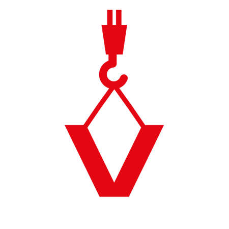 Letter V Construction Template. Construction Crane Concept Symbolのイラスト素材