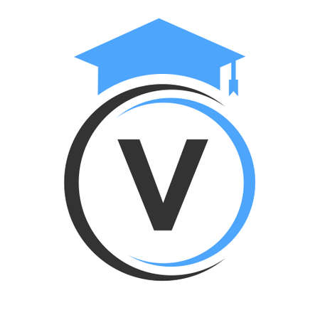 Letter V Education Logo Template. Education Logotype Concept With Alphabet V Vector Elementのイラスト素材
