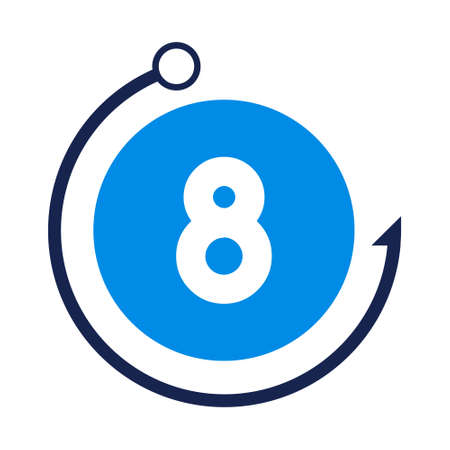 Letter 8 Fishing Logo Design Template. Fishing Club Logo On Letter 8 Conceptのイラスト素材