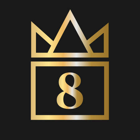 Luxury Letter 8 with Crown Logo for Cosmetic, Boutique, Hotel Identity Concept Vectorのイラスト素材
