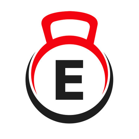 Letter E Fitness Gym Logo Vector Template. Fitness Logo Element on Alphabet E Symbolのイラスト素材