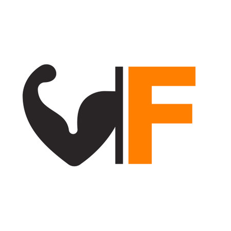 Letter F Fitness Design. Healthy Arm Body Builder Design Vector Templateのイラスト素材