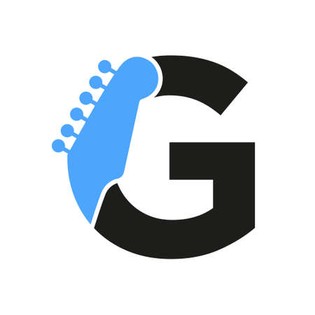 Letter G Music Logo. Podcast Logotype and Dj, Rock and Jack Music Logo Design Vector Templateのイラスト素材