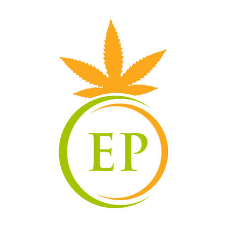 Letter EP Cannabis Marijuana Logo. Cannabis Logo Symbol for Therapy, Medical and Health Careのイラスト素材