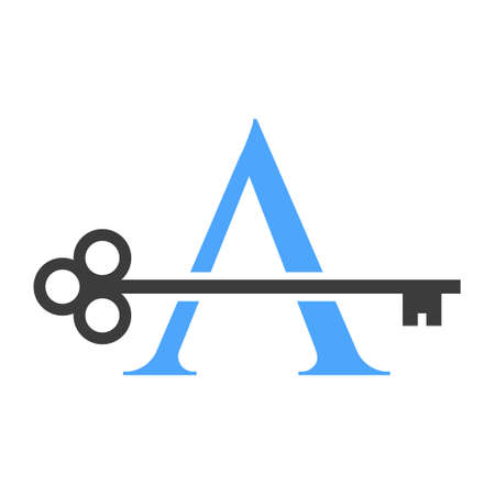 Letter A Real Estate Logo Concept With Home Lock Key Vector Template. Luxury Home Logo Key Signのイラスト素材