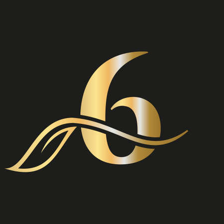 Letter 6 Beauty Flower Luxury Logo with Creative Concept Elegant, Beauty, Salon, Spa, Fashion and Yoga Sign Vector Templateのイラスト素材