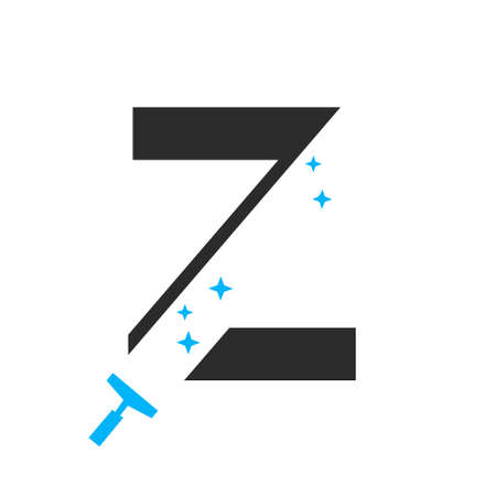 Letter Z House Cleaning Logo Concept For Broom Maid Service Symbol Vector Templateのイラスト素材