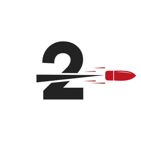 Letter 2 Shot Bullet Logo Vector Template Concept For Defense Logotypeのイラスト素材