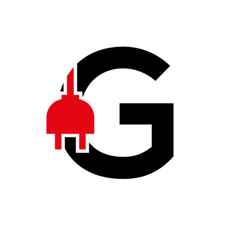 Letter G Electricity or Electrical Logo Concept with Electric Plug Vector Templateのイラスト素材