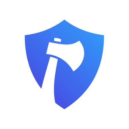 Shield Axe Logo Design Vector Template. Axe Logo Symbolのイラスト素材