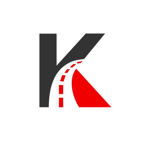 Letter K Transportation Logo Based On Road Path Symbol Vector Templateのイラスト素材