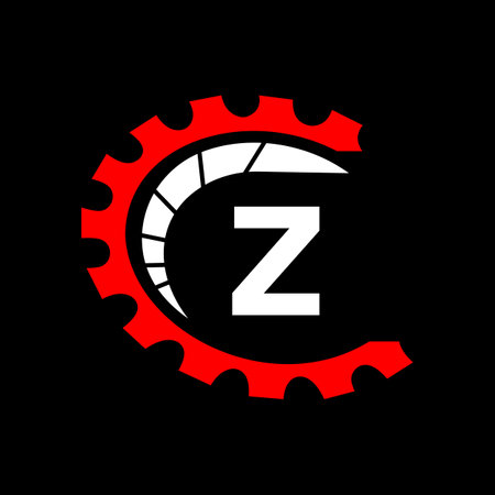 Automotive Logo On Letter Z Concept. Car Repair Logotype and Mechanic Symbol Vector Templateのイラスト素材