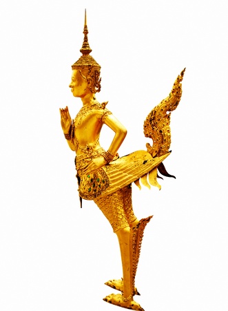 Kinnari statue at Wat Phra Kaew in Grand Palace, Bangkok Thailand.の写真素材