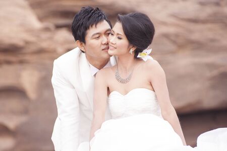 young couple in wedding の写真素材