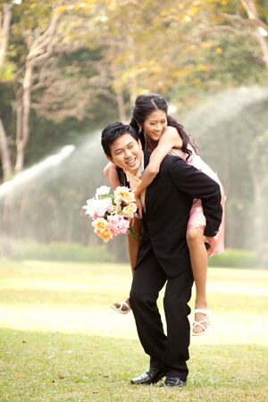 young couple in weddingの写真素材