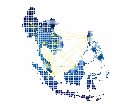 AEC Map and network on white background 