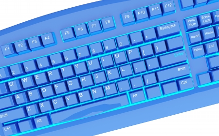 Blue Keyboard on white backgroundの写真素材