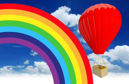 balloons and rainbow の写真素材