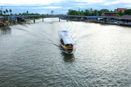One passenger ship Playing in the riverの写真素材