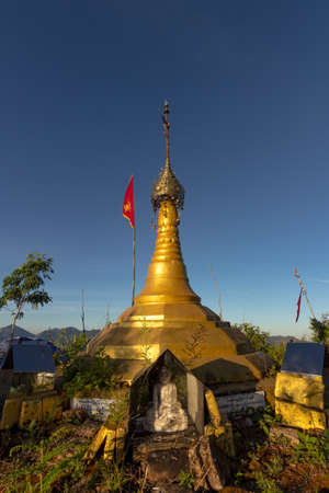 Holy pagoda As a worship of the Ka Kri Yong people The summit of Mor La Ah is located in the Karen District of KNU.の写真素材