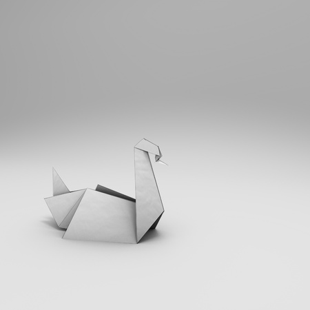 origami 3D render with  stroke and soft backgroundの写真素材