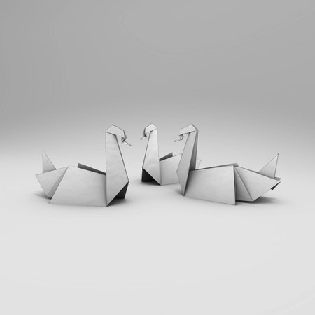 origami 3D render with  stroke and soft backgroundの写真素材