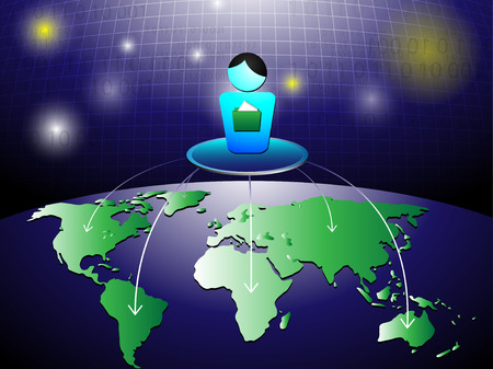 People Folder Globe Network Background EPS 10 Vectorのイラスト素材