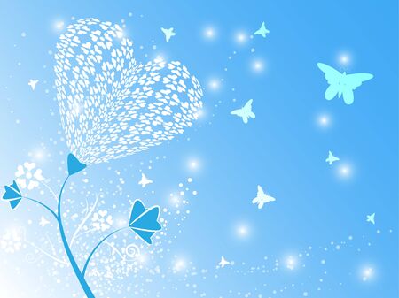 Heart Flower Blue Background EPS 10 Vectorのイラスト素材