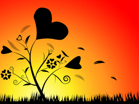 valentine floral silhouette background EPS 10 Vectorのイラスト素材