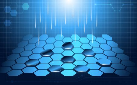 hexagon rectangle abstract technology perspective design backgroundのイラスト素材