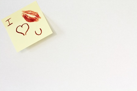 Post it with love message on blank page の写真素材