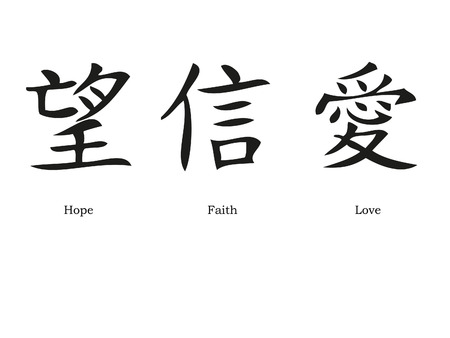 Chinese symbols for love, hope and faithのイラスト素材