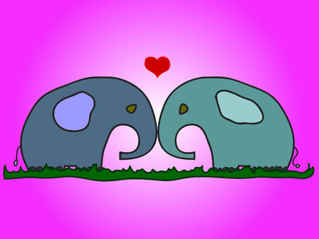 Elephants in loveのイラスト素材