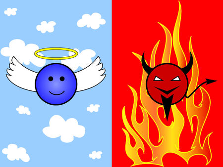 Angel in heaven and devil in hellのイラスト素材