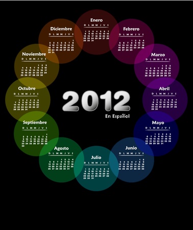 Colorful calendar 2012 in spanish. Week starts on sunday. のイラスト素材