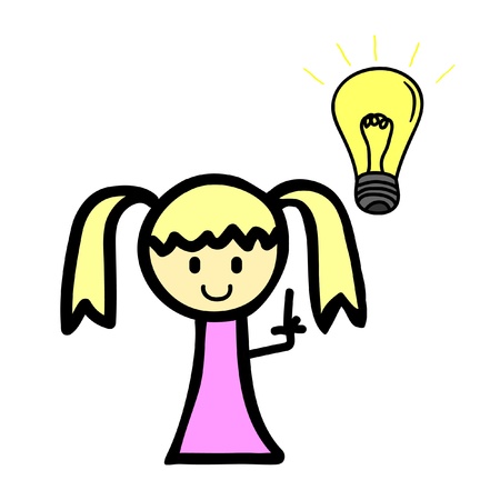 Girl with light bulbのイラスト素材