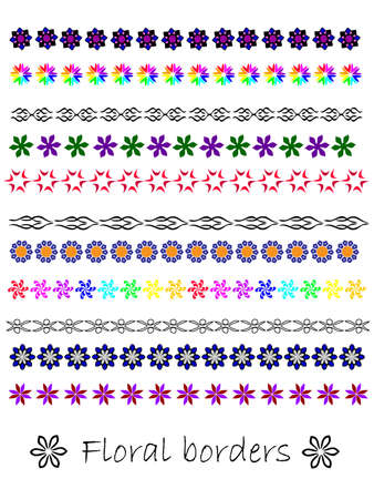 Set seamless floral bordersのイラスト素材