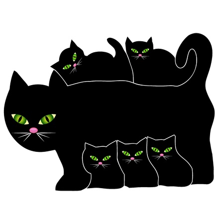 Cat and kittensのイラスト素材