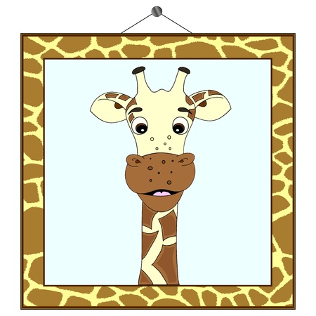 Giraffe portrait in giraffe frameのイラスト素材