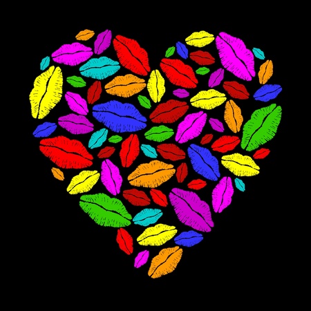 Colorful lipstick heartのイラスト素材