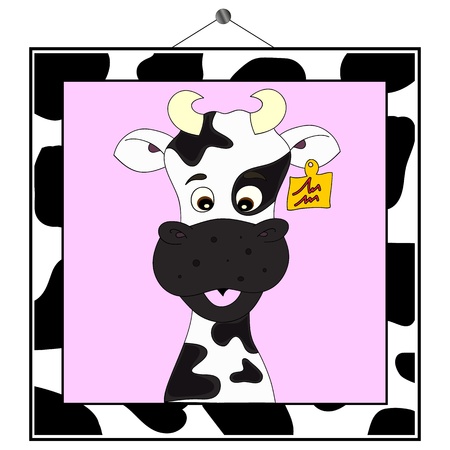 Cow portrait in cow frameのイラスト素材