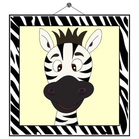 Zebra portrait in zebra frameのイラスト素材