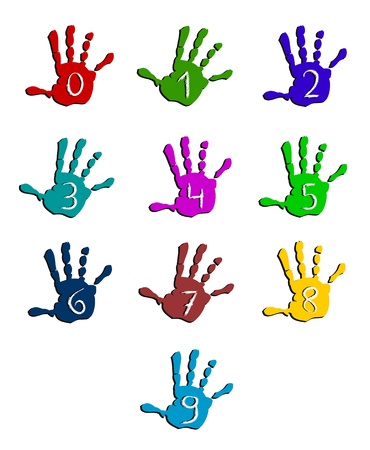 Colorful hand numbersのイラスト素材