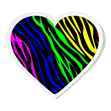 Rainbow zebra heart stickerのイラスト素材