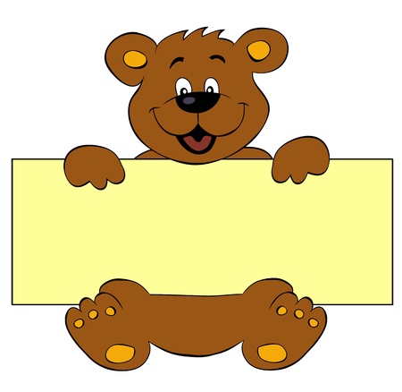 Happy bear with bannerのイラスト素材